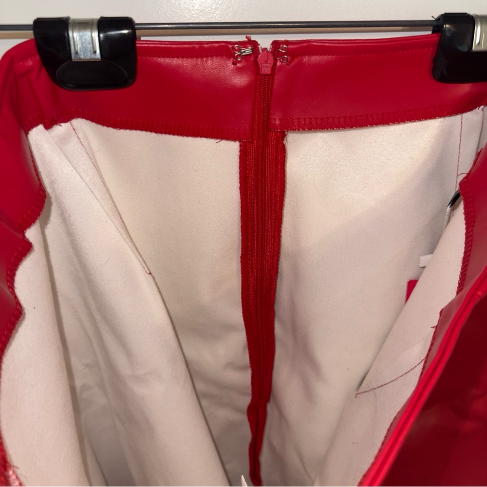 SHEIN Red Faux Leather Pencil Skirt - Picture 10 of 14